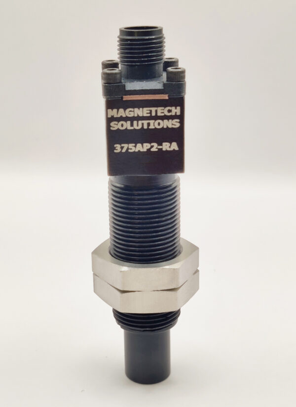 Analog Ferrous Metal Proximity Sensor: 375 Series (A75Q-375AP2-RACB1) 3/8" diameter magnet, 3/4" Threaded housing